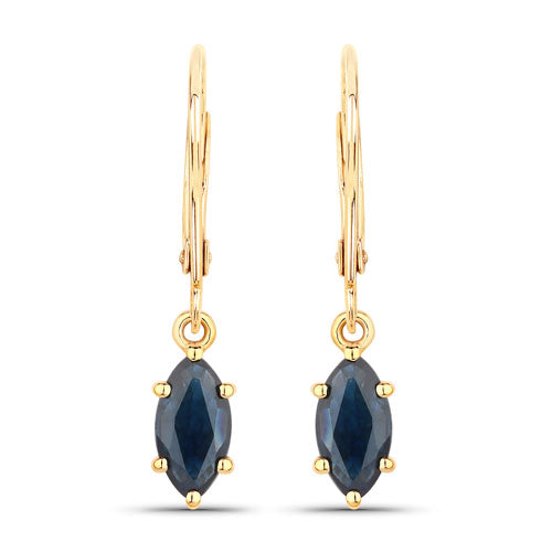 1.20 Carat Genuine Blue Sapphire 10K Yellow Gold Earrings DestGlow