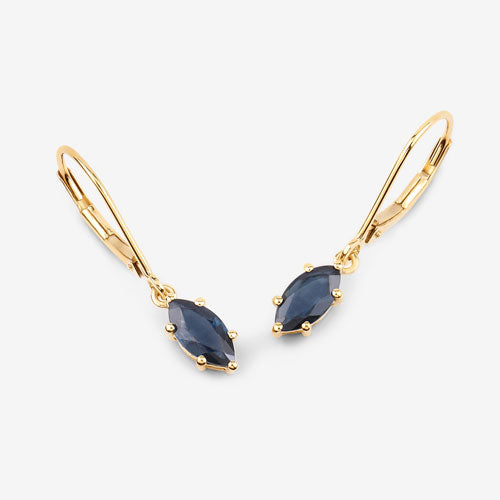 1.20 Carat Genuine Blue Sapphire 10K Yellow Gold Earrings DestGlow