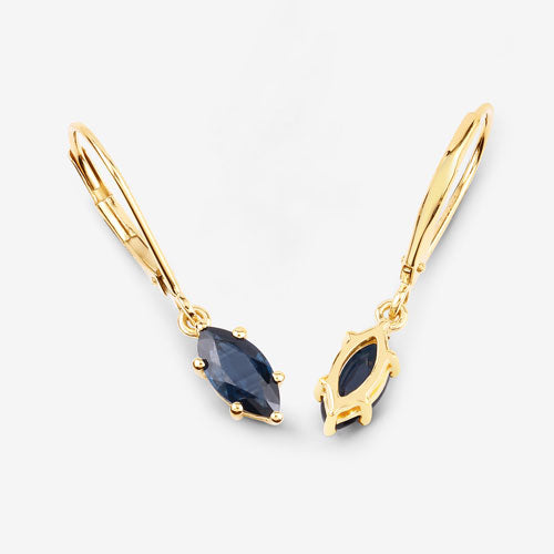 1.20 Carat Genuine Blue Sapphire 10K Yellow Gold Earrings DestGlow