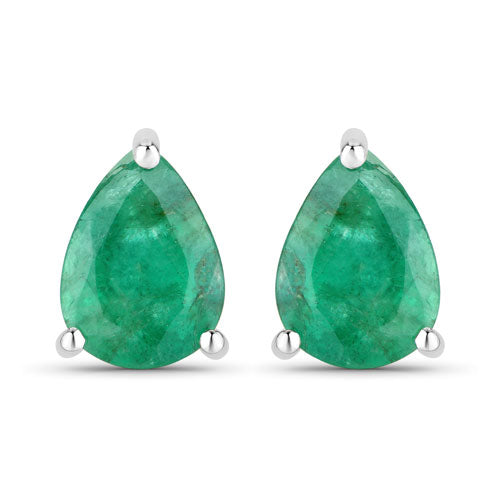 0.70 Carat Genuine Zambian Emerald 10K White Gold Earrings DestGlow