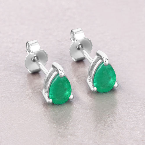 0.70 Carat Genuine Zambian Emerald 10K White Gold Earrings DestGlow
