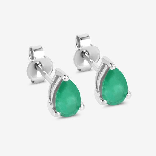 0.70 Carat Genuine Zambian Emerald 10K White Gold Earrings DestGlow