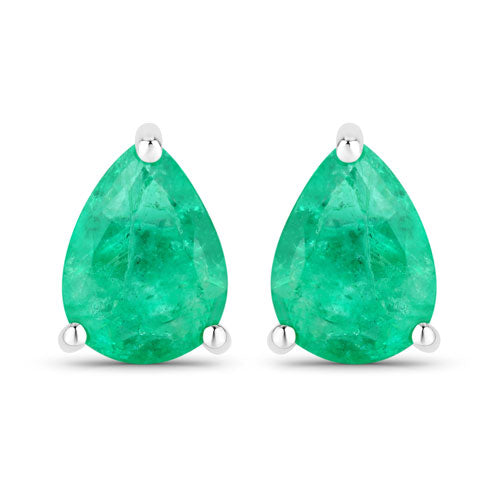 0.70 Carat Genuine Zambian Emerald 14K White Gold Earrings by Bids.com