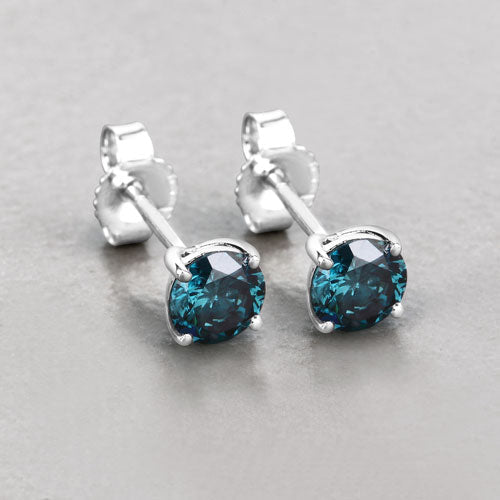 0.81 Carat Genuine Blue Diamond 14K White Gold Earrings by Bids.com