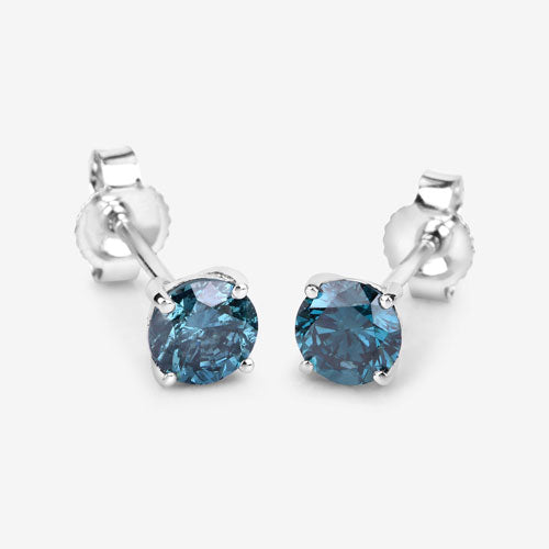 0.81 Carat Genuine Blue Diamond 14K White Gold Earrings by Bids.com
