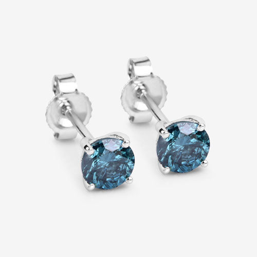 0.81 Carat Genuine Blue Diamond 14K White Gold Earrings by Bids.com