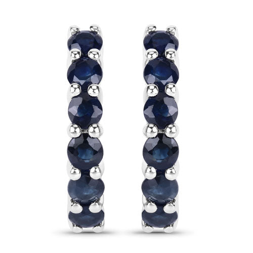 1.32 Carat Genuine Blue Sapphire .925 Sterling Silver Earrings DestGlow