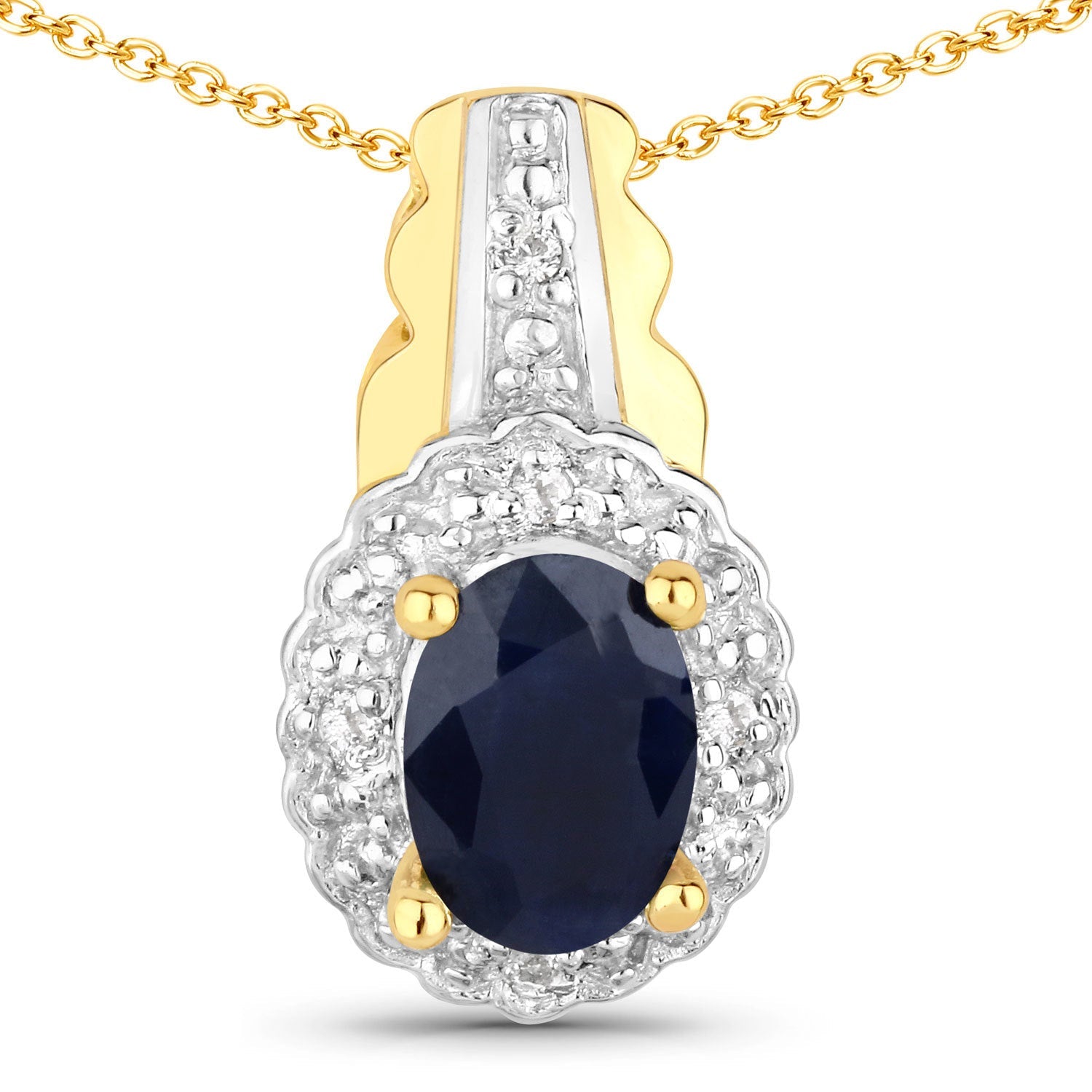 1.96 Carat Genuine Black Blue Sapphire and White Topaz .925 Sterling Silver Jewelry Set by Bids.com