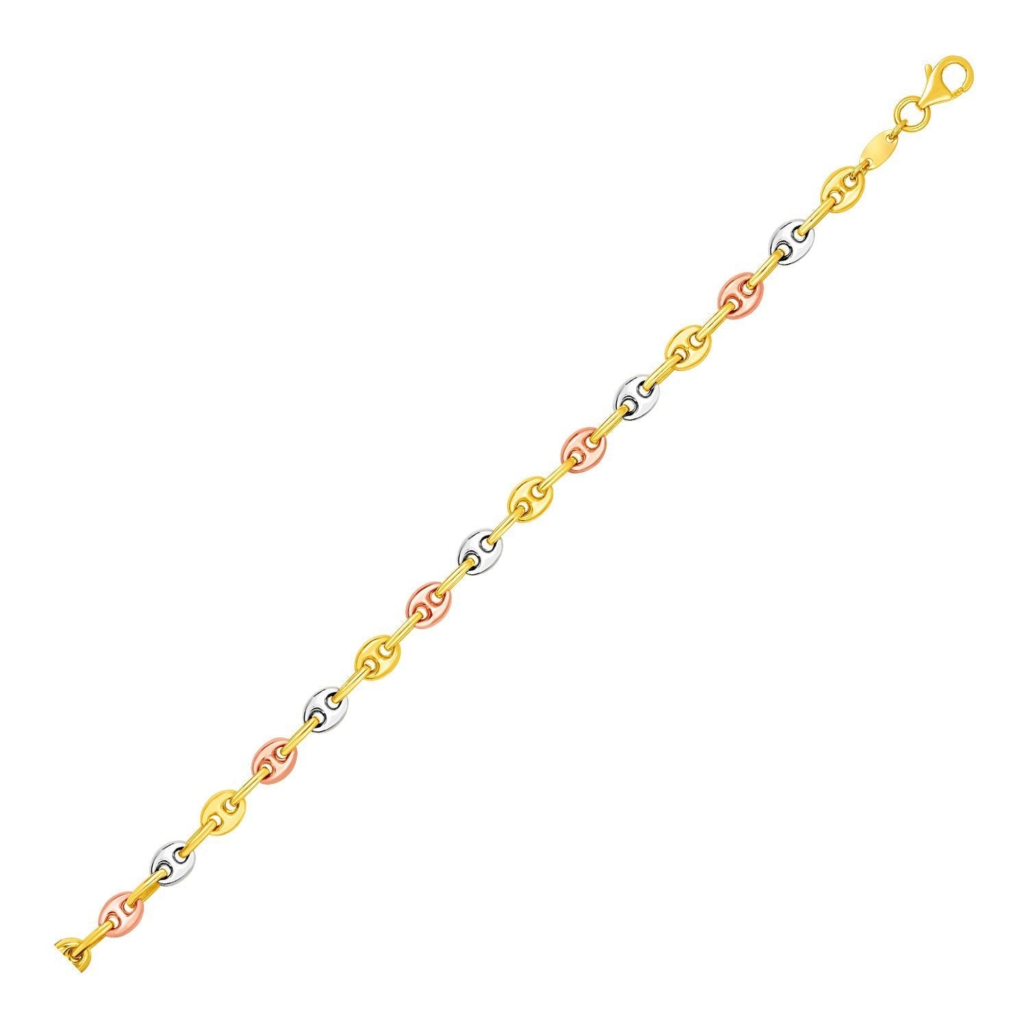 14k Tri Color Gold Mariner Link Anklet by Bids.com