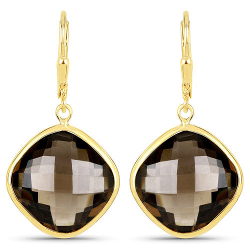 21.40 Carat Genuine Smoky Quartz .925 Sterling Silver Earrings by Bids.com