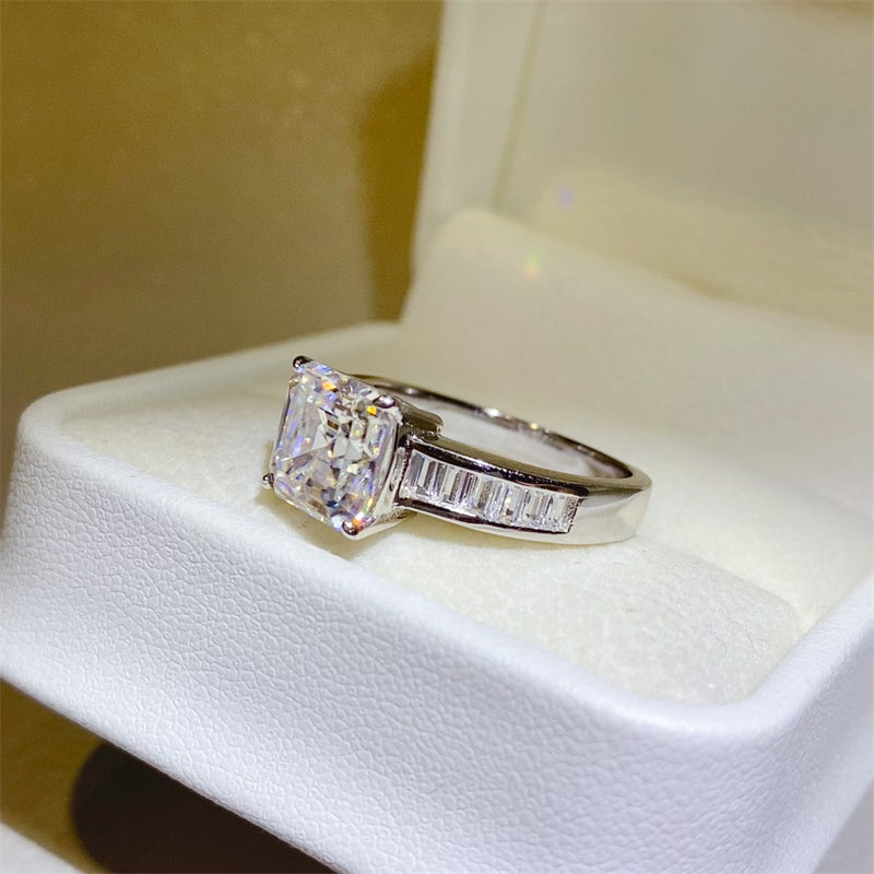 3 Carat Asscher Cut Sparkala™ Pure Sterling Silver Square Shape Ring by Sparkala
