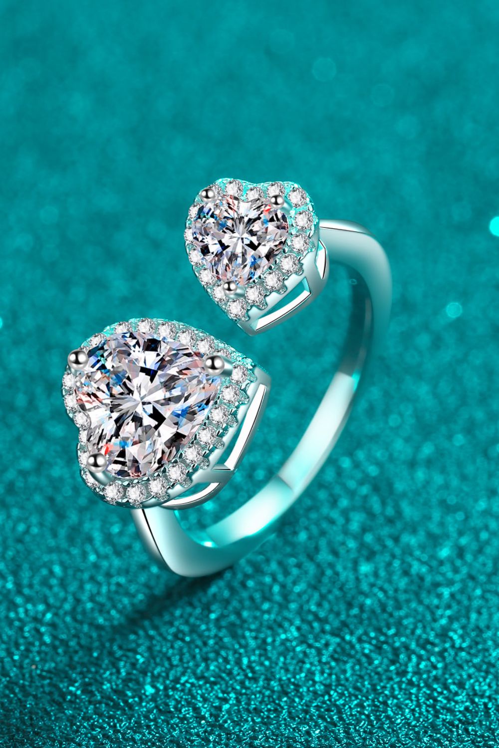 Sparkala™ Open Double Heart Ring (Platinum Over Pure Sterling Silver) by Sparkala