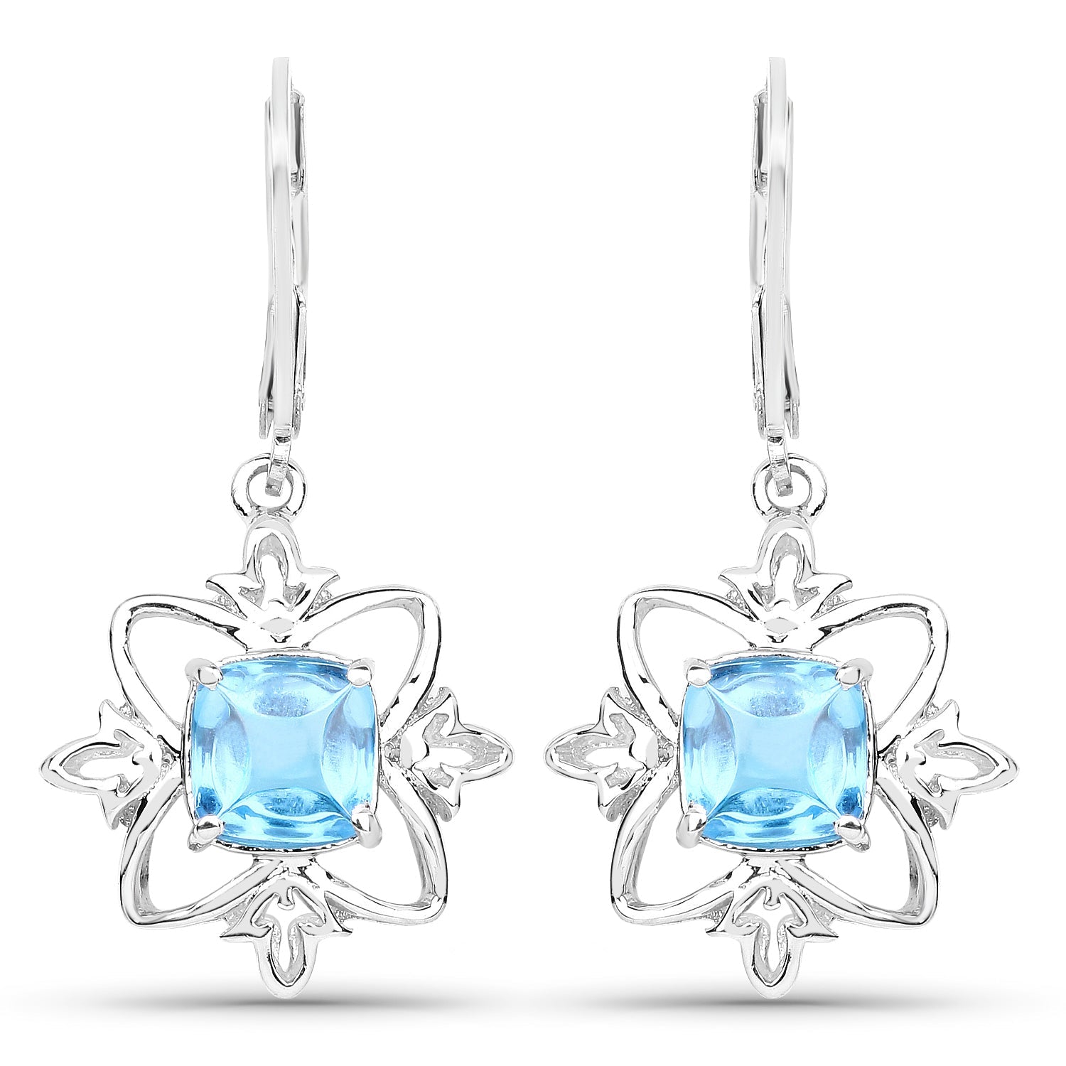 5.30 Carat Genuine Swiss Blue Topaz .925 Sterling Silver Earrings by Avera Group