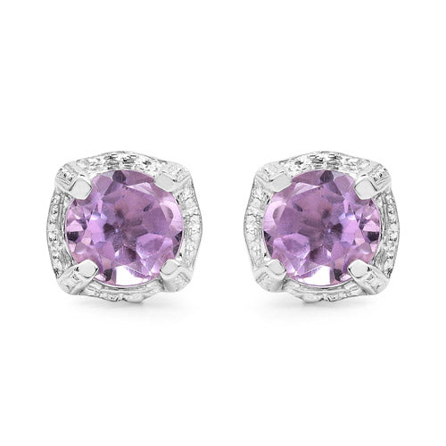 1.46 Carat Genuine Amethyst .925 Sterling Silver Earrings DestGlow