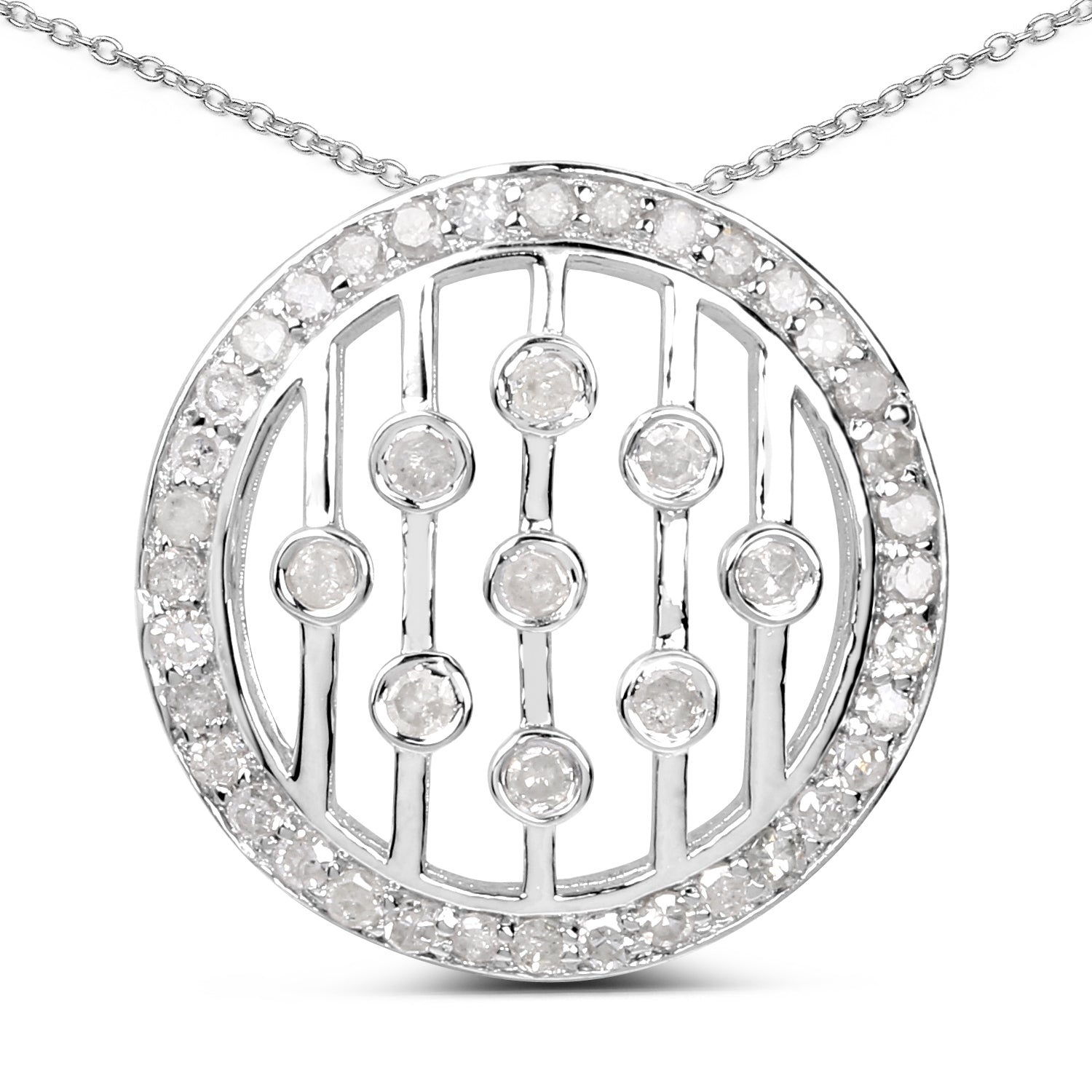 0.53 Carat Genuine White Diamond .925 Sterling Silver Pendant by Bids.com