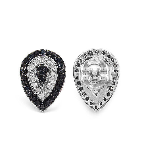 0.47 Carat Genuine Black Diamond & White Diamond .925 Sterling Silver Earrings DestGlow