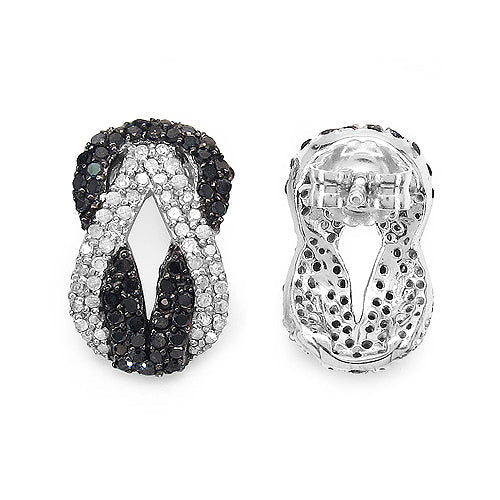 1.05 Carat Genuine Black Diamond & White Diamond .925 Sterling Silver Earrings by Bids.com