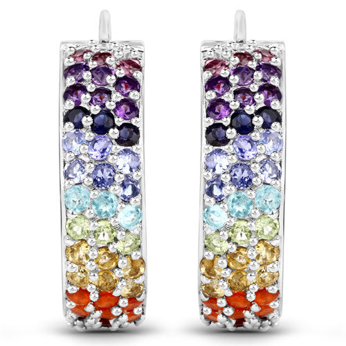 8.79 Carat Genuine Multi Stones .925 Sterling Silver Earrings by Bids.com