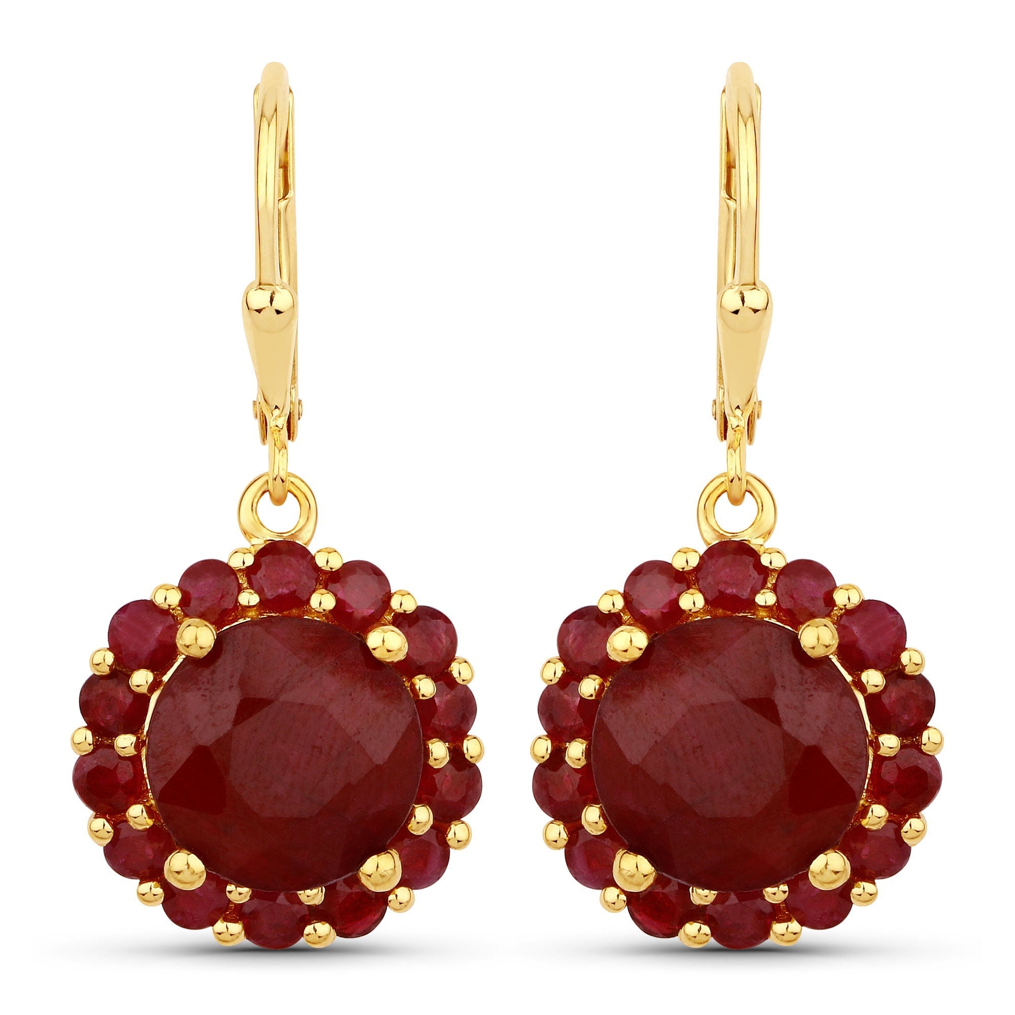 11.37 Carat Dyed Ruby and Ruby .925 Sterling Silver Earrings