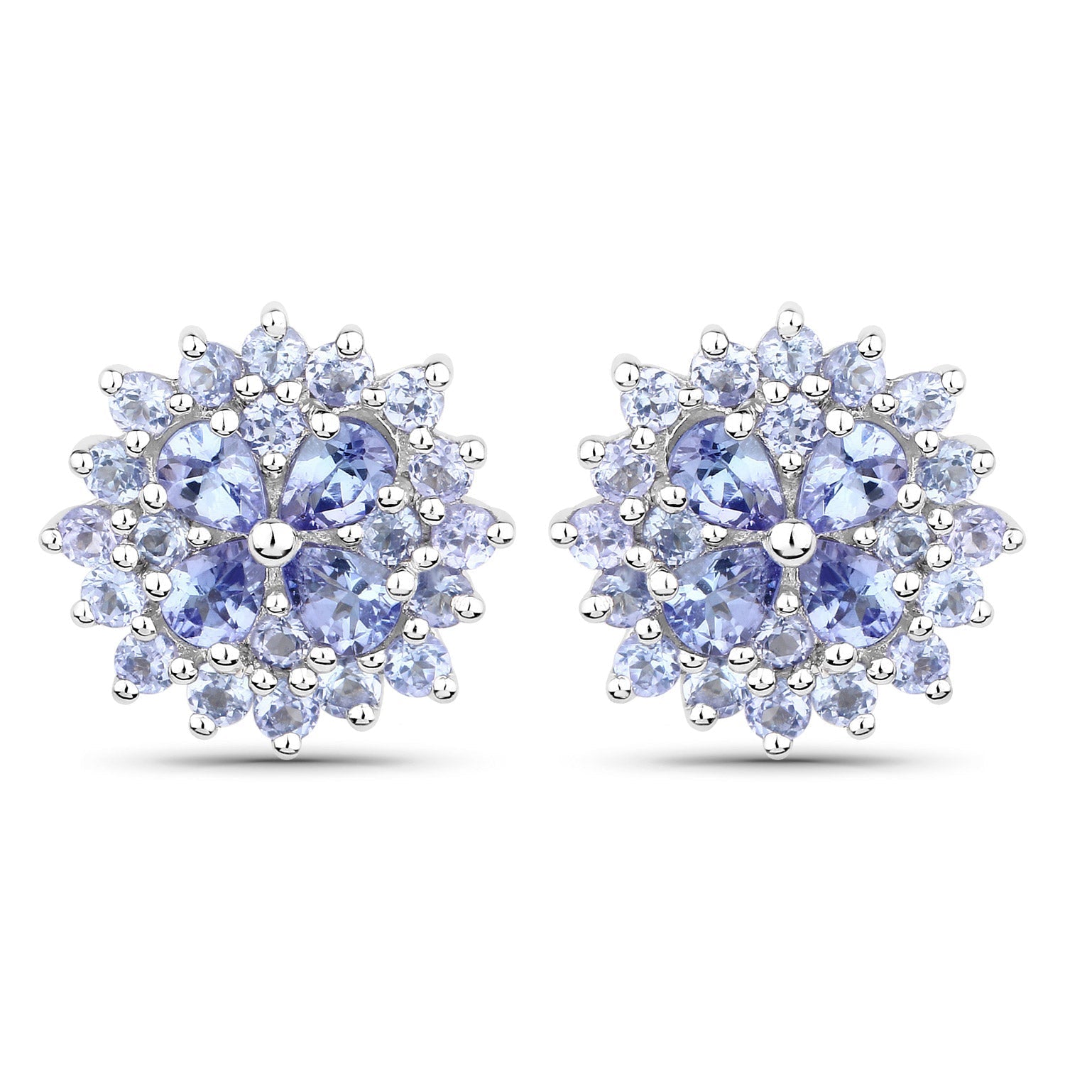 2.52 Carat Genuine Tanzanite .925 Sterling Silver Earrings