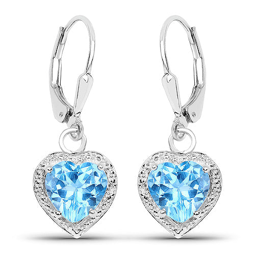 4.20 Carat Genuine Swiss Blue Topaz .925 Sterling Silver Earrings DestGlow