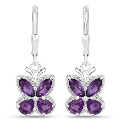 2.12 Carat Genuine Amethyst .925 Sterling Silver Earrings