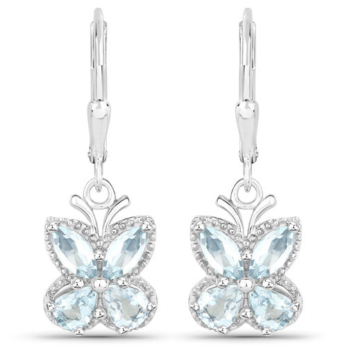 1.76 Carat Genuine Aquamarine .925 Sterling Silver Earrings by Bids.com