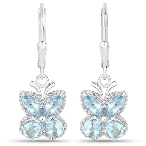 2.60 Carat Genuine Blue Topaz .925 Sterling Silver Earrings DestGlow