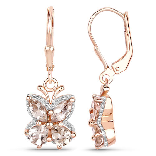 18K Rose Gold Plated 1.88 Carat Genuine Morganite .925 Sterling Silver Earrings DestGlow