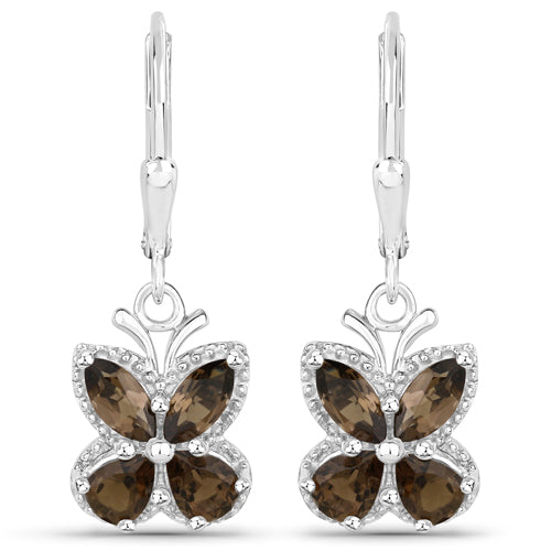 2.20 Carat Genuine Smoky Quartz .925 Sterling Silver Earrings by Bids.com