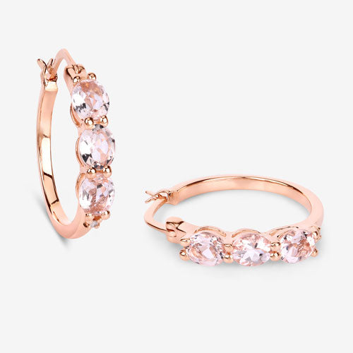 1.63 Carat Genuine Morganite and White Diamond .925 Sterling Silver Earrings by Bids.com