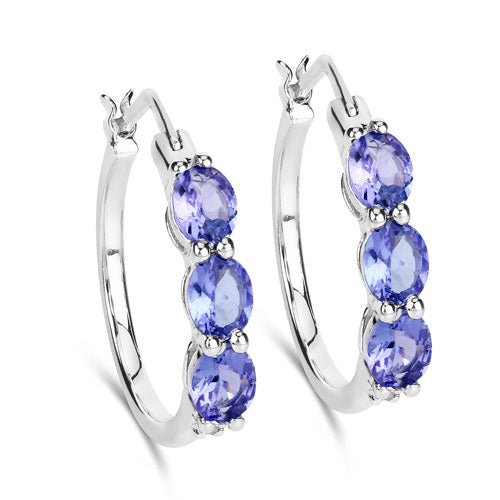 1.99 Carat Genuine Tanzanite and White Diamond .925 Sterling Silver Earrings by Bids.com
