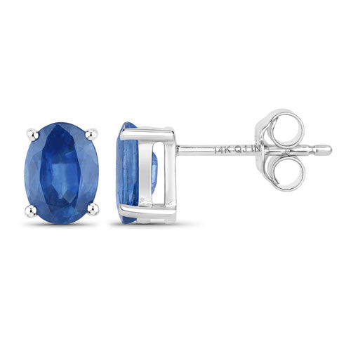 1.90 Carat Genuine Blue Sapphire 14K White Gold Earrings DestGlow