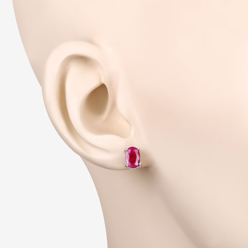 1.70 Carat Genuine Ruby 10K White Gold Earrings by Bids.com