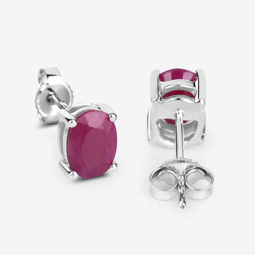 1.70 Carat Genuine Ruby 10K White Gold Earrings by Bids.com