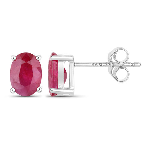 1.70 Carat Genuine Ruby 14K White Gold Earrings DestGlow