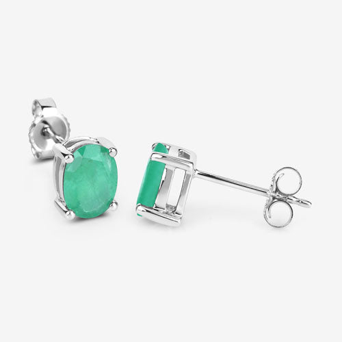 1.44 Carat Genuine Zambian Emerald 10K White Gold Earrings by Bids.com