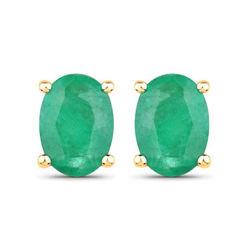 1.44 Carat Genuine Zambian Emerald 10K Yellow Gold Earrings by Bids.com