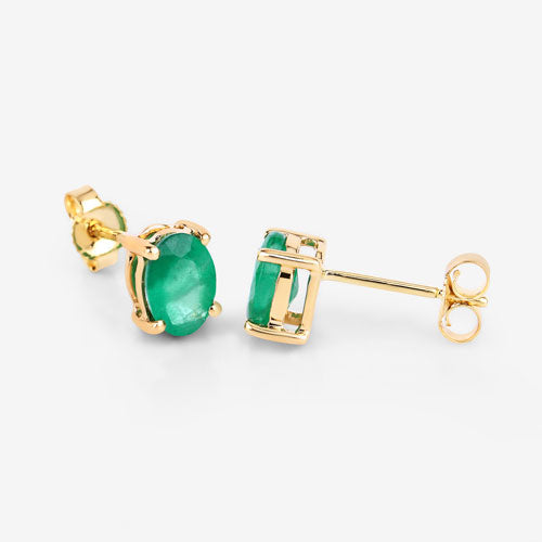 1.44 Carat Genuine Zambian Emerald 10K Yellow Gold Earrings by Bids.com
