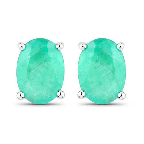 1.44 Carat Genuine Zambian Emerald 14K White Gold Earrings DestGlow