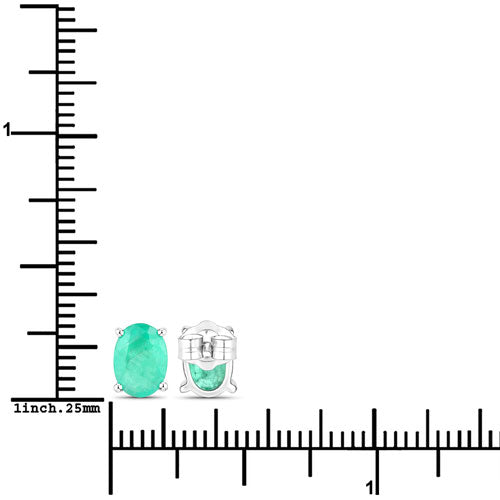 1.44 Carat Genuine Zambian Emerald 14K White Gold Earrings DestGlow