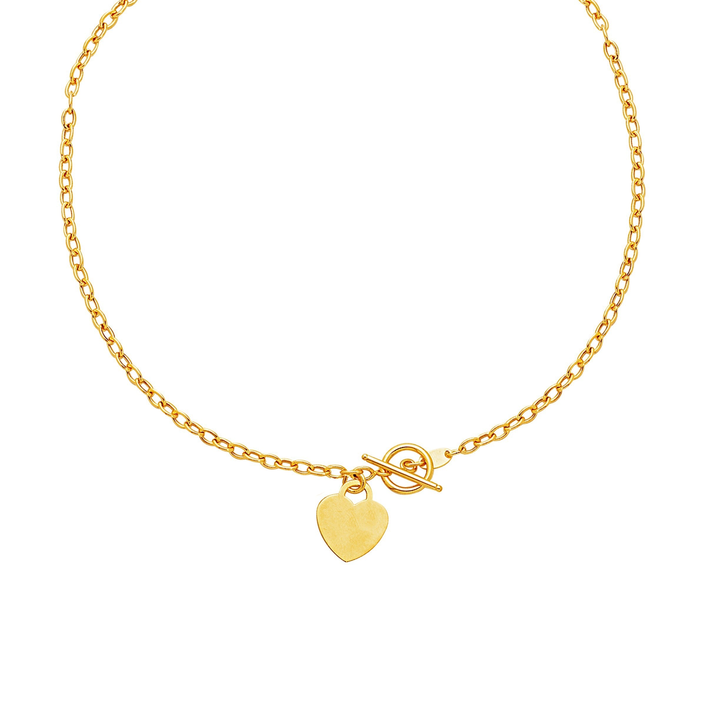 Toggle Necklace with Heart Charm in 14k Yellow Gold by Bids.com