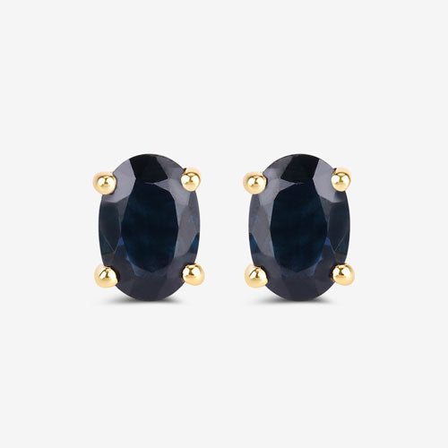0.96 Carat Genuine Blue Sapphire 10K Yellow Gold Earrings DestGlow
