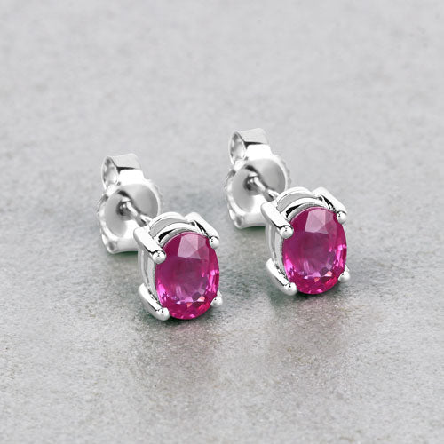 1.04 Carat Genuine Ruby 10K White Gold Earrings DestGlow