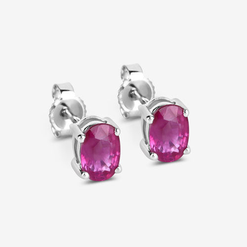 1.04 Carat Genuine Ruby 10K White Gold Earrings DestGlow