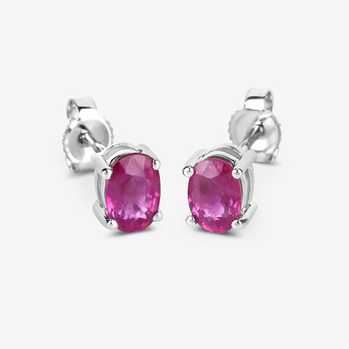 1.04 Carat Genuine Ruby 10K White Gold Earrings DestGlow
