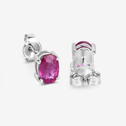1.04 Carat Genuine Ruby 10K White Gold Earrings DestGlow