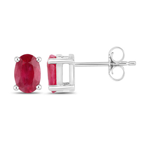 1.04 Carat Genuine Ruby 10K White Gold Earrings DestGlow