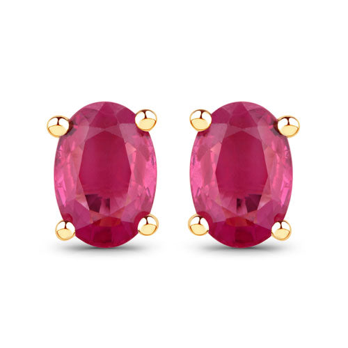 1.04 Carat Genuine Ruby 10K Yellow Gold Earrings by Bids.com