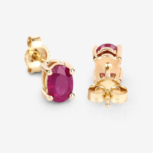 1.04 Carat Genuine Ruby 10K Yellow Gold Earrings by Bids.com